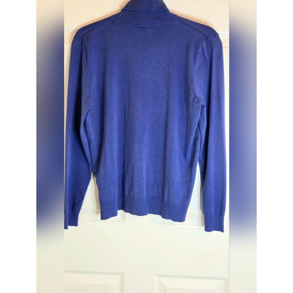 August Silk XL Midnight Blue SILK Blend Knit Lngslv Turtleneck Women's Sweater